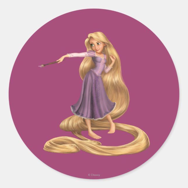 Rapunzel with Paintbrush 2 Classic Round Sticker (Front)
