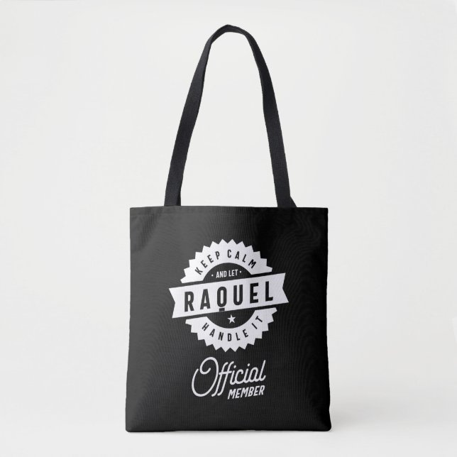 Raquel Personalized Name Birthday Gift Tote Bag (Front)