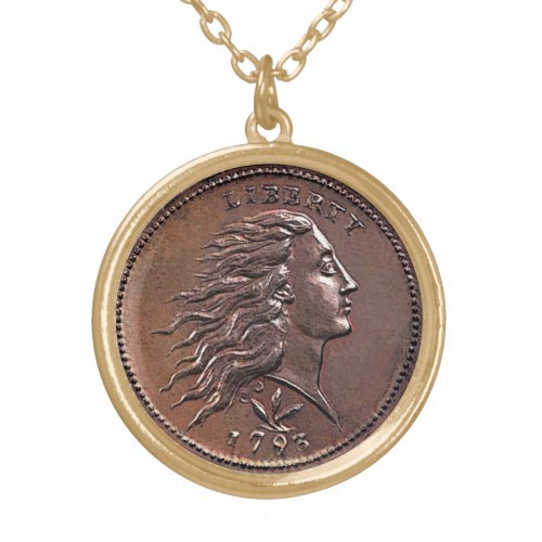 Rare 1793 US Penny Gold Plated Necklace
