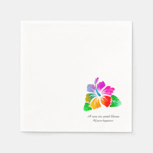 Rare 6-Petal Hibiscus-Colorful Hawaiian Good Luck Napkins