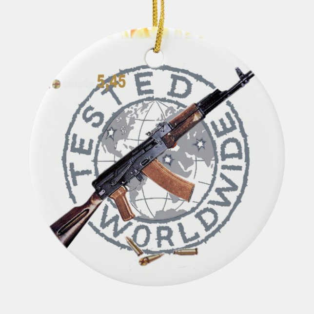 RARE AK-47 RUSSIAN ARMY KALASHNIKOV GUN MILITARY CERAMIC ORNAMENT (Front)