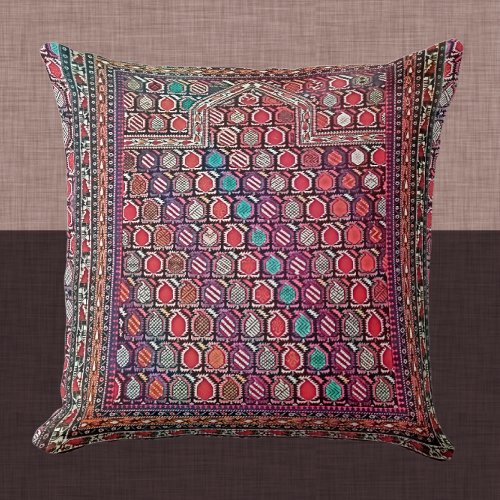Rare Antique Caucasian Oriental Rug Design  Throw Pillow