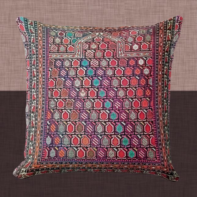 Rare Antique Caucasian Oriental Rug Design  Throw Pillow (Creator Uploaded)