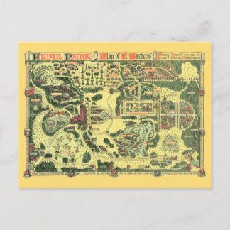 Rare Antique Friar Park Garden Map Postcard! Postcard