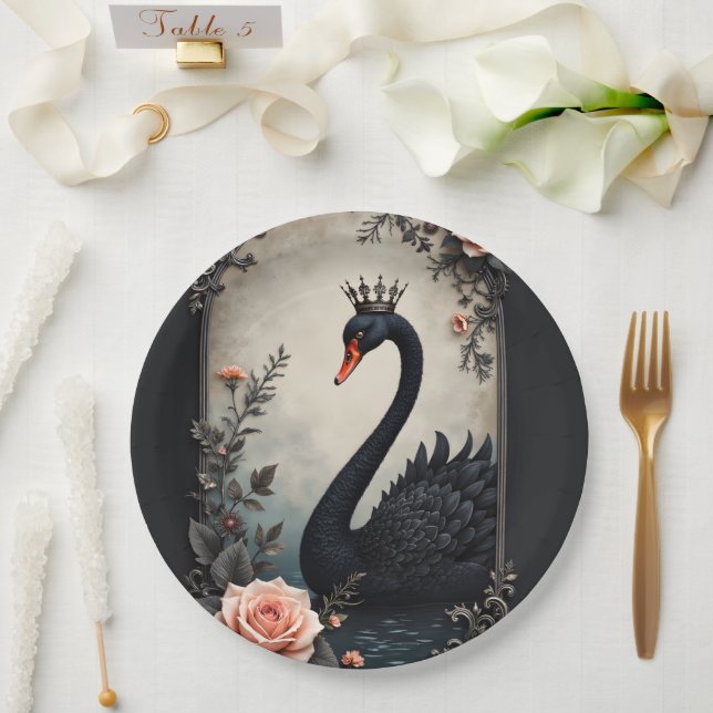 Rare as a black swan, timeless as true love.  paper plates (Wedding)