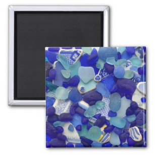 Rare blue and aqua sea glass, beach magnet