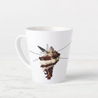 Rare butterfly on Murex seashell poem taking off Latte Mug