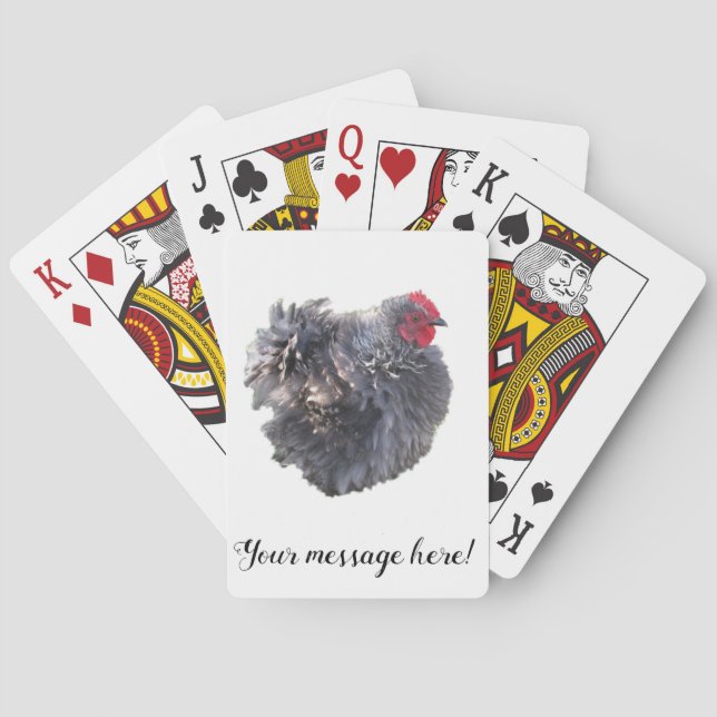 Rare Chicken Breed Blue Frizzle Cochin Rooster Poker Cards (Back)