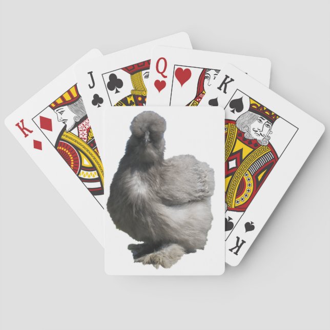 Rare Cute Chicken Breed Blue Silkie Hen Poultry Poker Cards (Back)