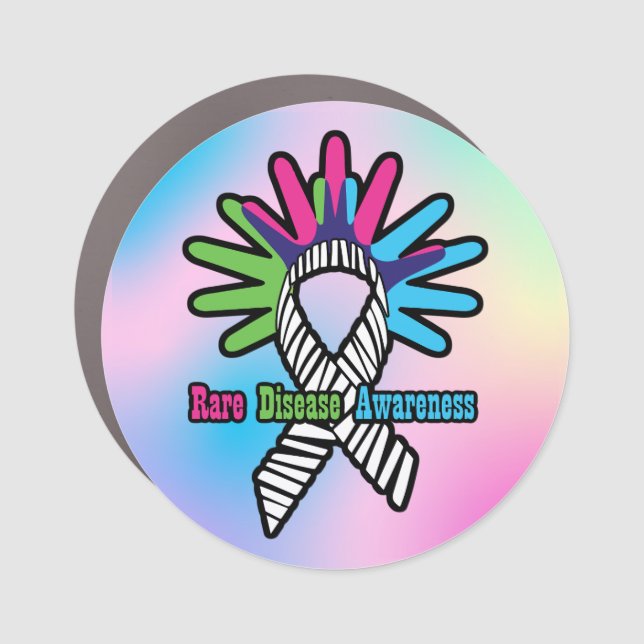 Rare Disease Awareness Ribbon & Hand Car Magnet (Front)