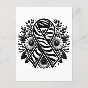 Rare Disease Awareness Ribbon with Flowers Postcard
