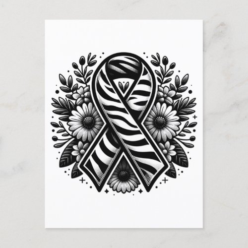 Rare Disease Awareness Ribbon with Flowers Postcard