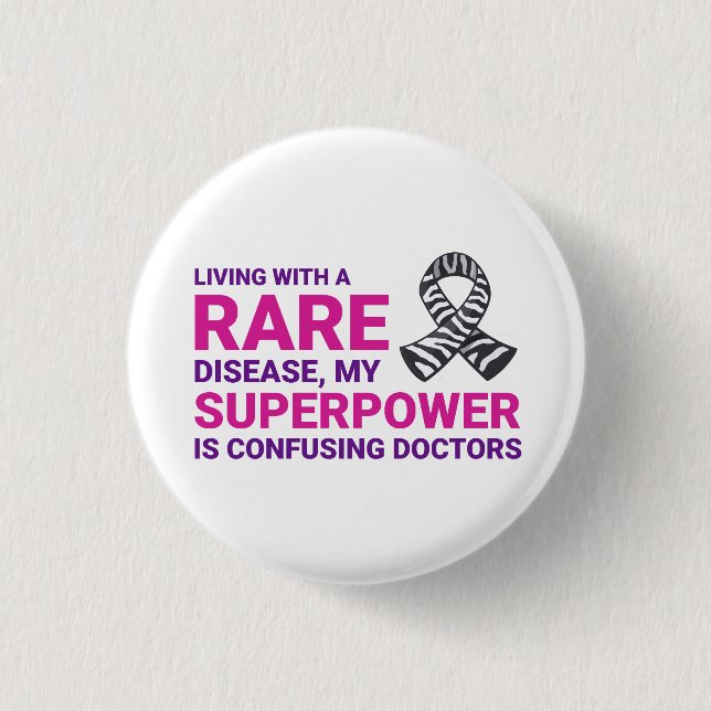 Rare Disease Awareness Superpower Doctor Confusion Button (Front)
