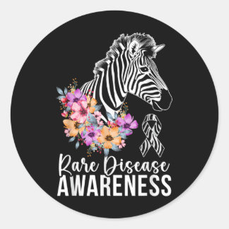 Rare Disease Awareness Zebra Rare Disease Warrior  Classic Round Sticker