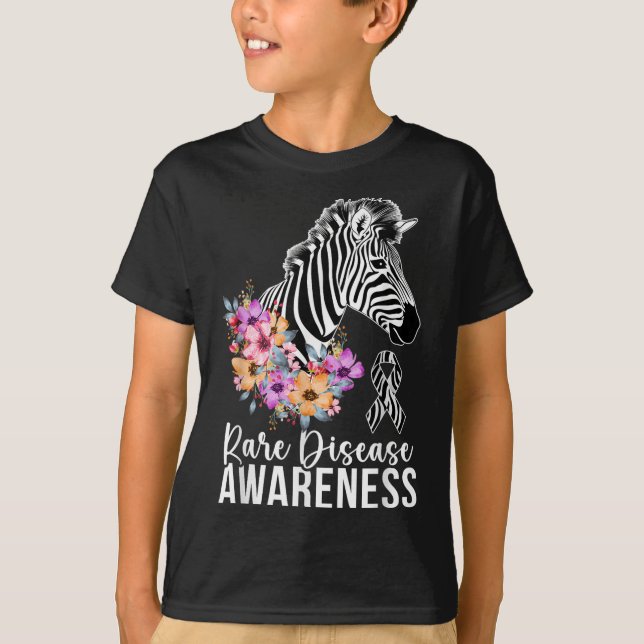 Rare Disease Awareness Zebra Rare Disease Warrior  T-Shirt (Front)