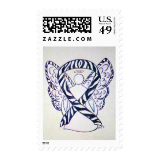 Rare Disease Awareness Zebra Ribbon Angel Stamp
