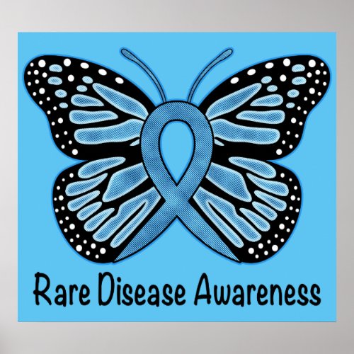 Rare Disease Butterfly of Hope Denim Ribbon Poster