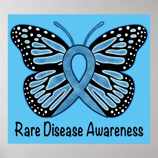 Rare Disease Butterfly of Hope Denim Ribbon Poster (Front)