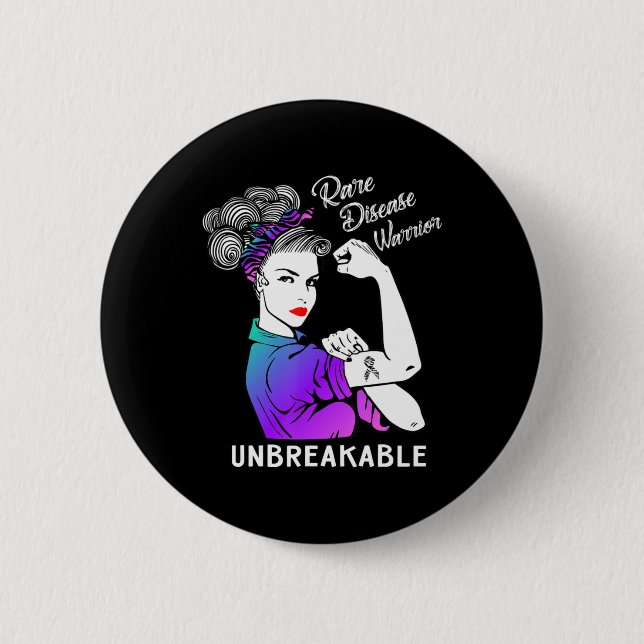 Rare Disease Warrior Unbreakable T-Shirt Awareness Button (Front)