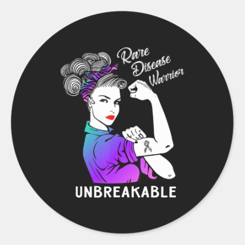 Rare Disease Warrior Unbreakable T_Shirt Awareness Classic Round Sticker