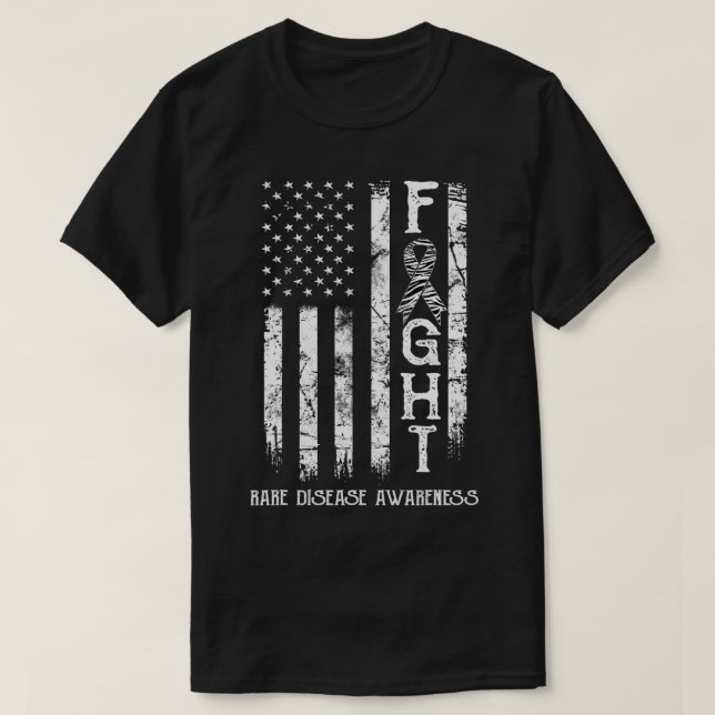Rare Disease Warrior US Flag  T-Shirt (Design Front)