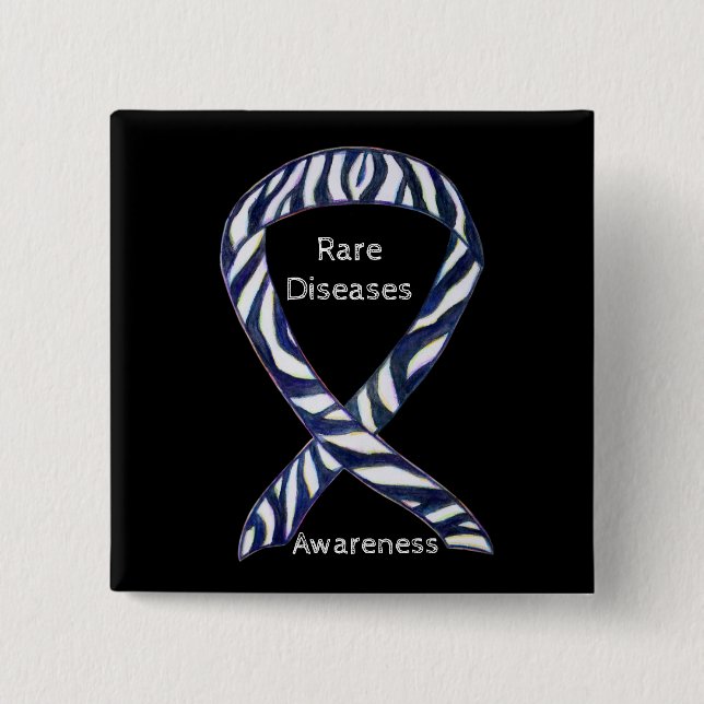 Rare Diseases Awareness Custom Ribbon Pin (Front)