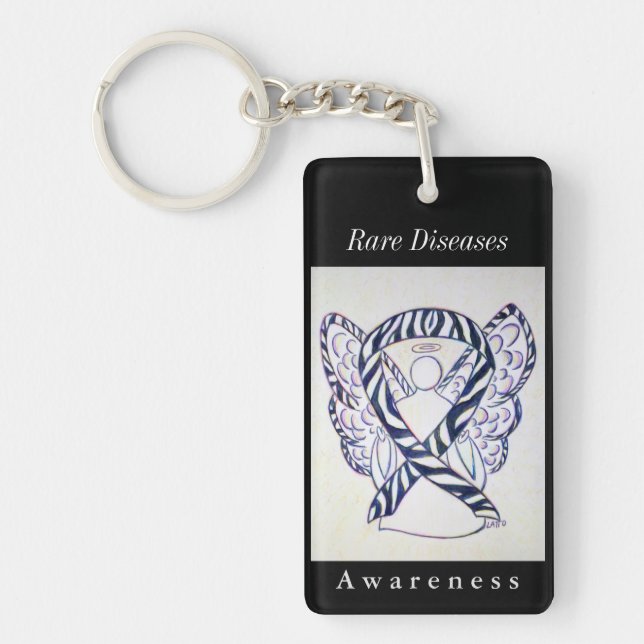 Rare Diseases Awareness Ribbon Angel Keychain (Front)
