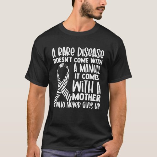 Rare Diseases Awareness Zebra Ribbon Mother Never T_Shirt