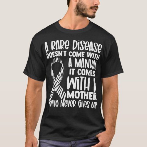 Rare Diseases Awareness Zebra Ribbon Mother Never  T_Shirt