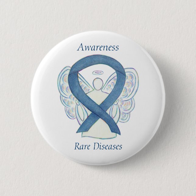 Rare Diseases Denim Awareness Angel Ribbon Pin (Front)