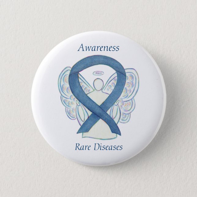 Rare Diseases Denim Awareness Angel Ribbon Pin (Front)