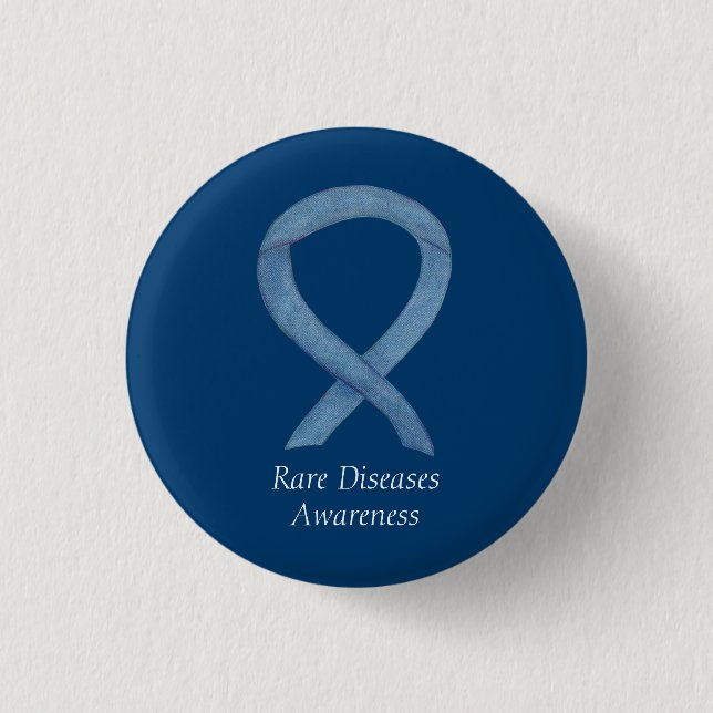 Rare Diseases Denim Awareness Ribbon Pin (Front)