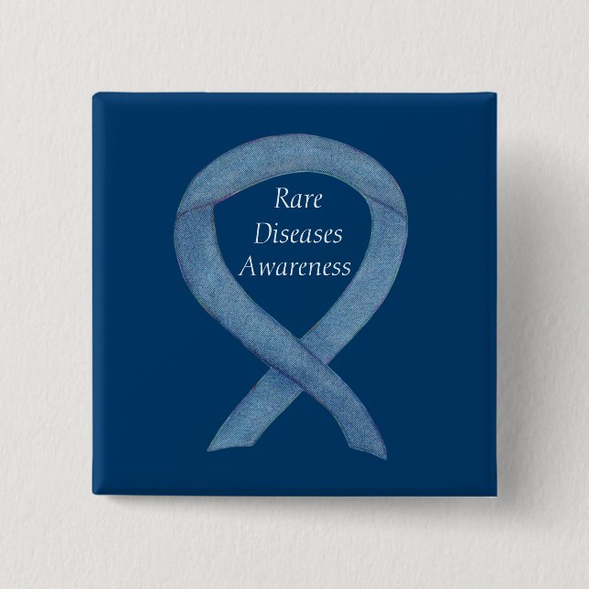 Rare Diseases Denim Awareness Ribbon Pin (Front)