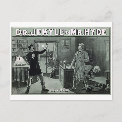 Rare Dr Jekyll and Mr Hyde Transformation Poster Postcard