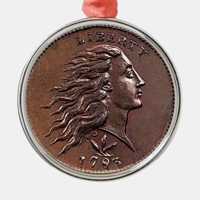 Rare Early American Penny Metal Ornament (Front)