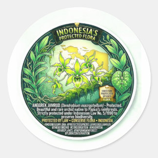 Rare Emerald Orchid Art - Stunning Papua Botanical Classic Round Sticker