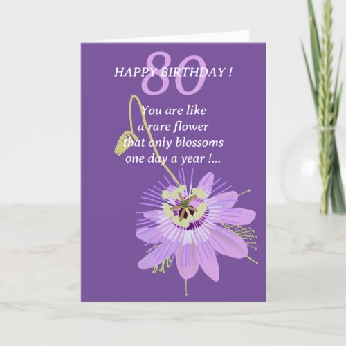 Rare Flower 80th Floral Birthday for her Thank You Card