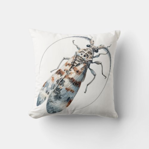 Rare Insect Silhouette IREF302 _ Watercolor Throw Pillow