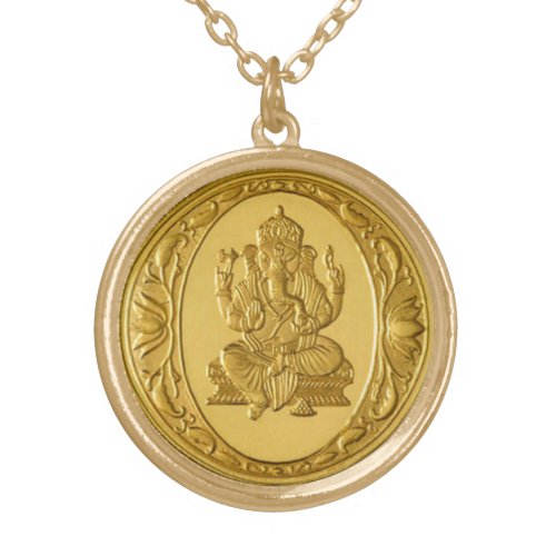 RARE LORD GANESH COIN LOCKET GOLD PLATED NECKLACE