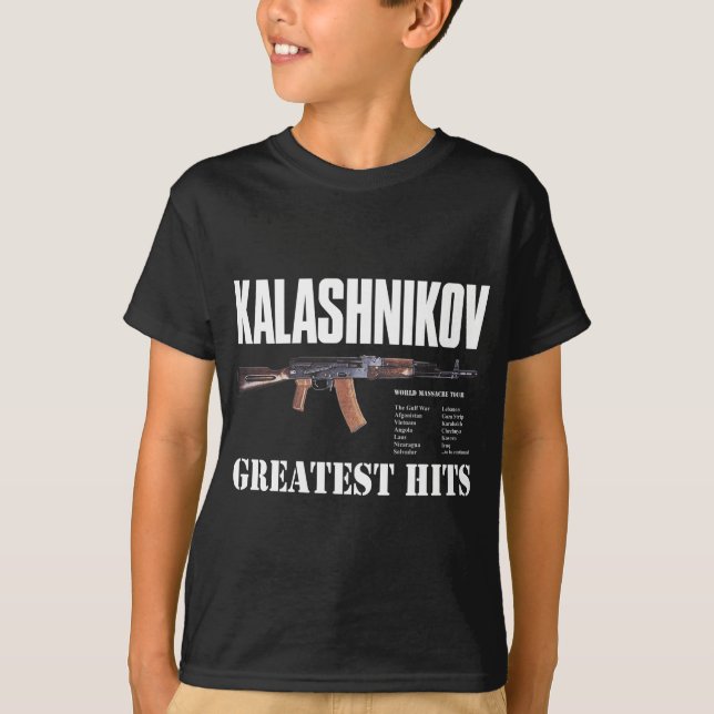 RARE NEW BLACK COTTON RUSSIAN AK-47 GUN T-SHIRT (Front)