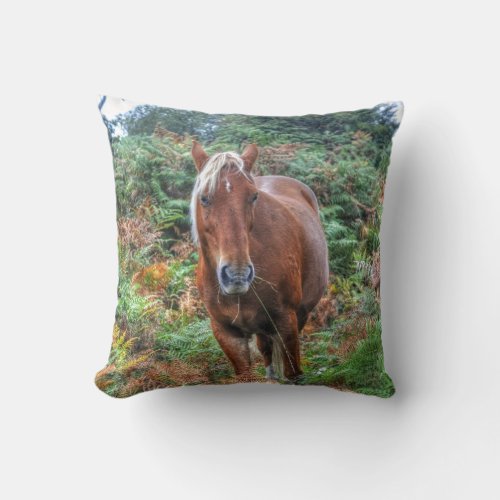 Rare Palomino New Forest Pony  Bracken _ England Throw Pillow