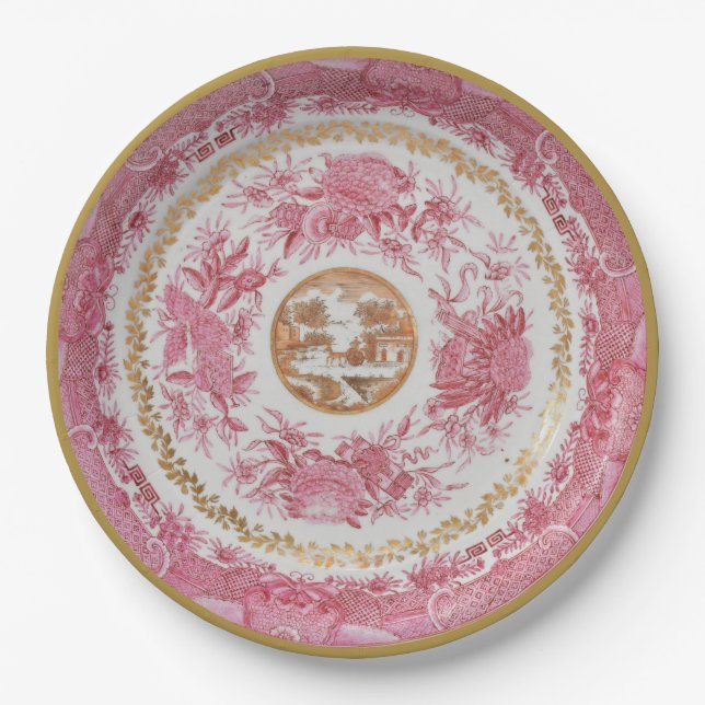 Rare Pink 'FITZHUGH' Plate -Circa 1810 Style (Front)