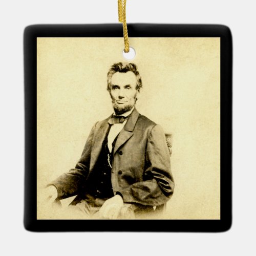 RARE President Abraham Lincoln STEREOVIEW VINTAGE Ceramic Ornament
