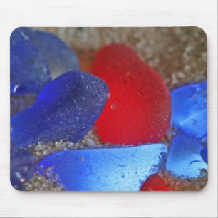 Rare Red And Cobalt Blue Seaglass Mouse Pad