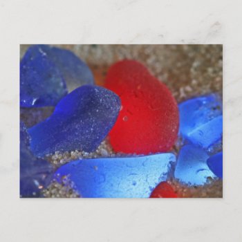Rare Red And Cobalt Blue Seaglass Postcard by freespiritdesigns at Zazzle