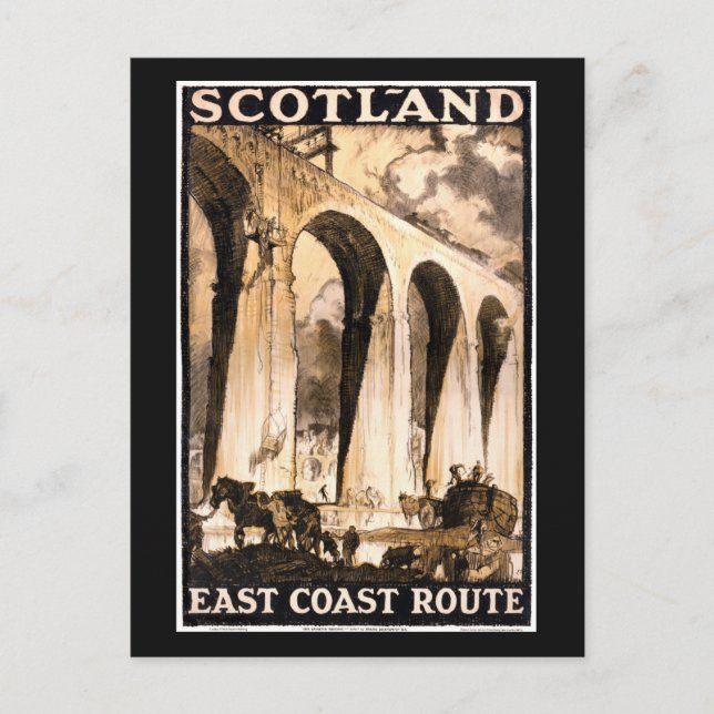 Rare Scotland Vintage Travel Poster Restored Postcard (Front)