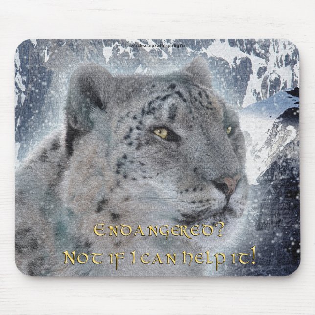 Rare Snow Leopard & Mountains Mousemat Mouse Pad (Front)