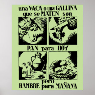 Rare Spanish Civil War Livestock Propaganda Poster