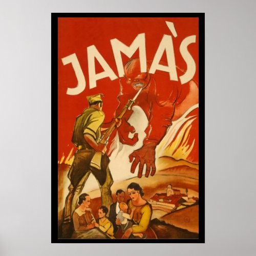 Rare Spanish Civil War Poster JAMAS