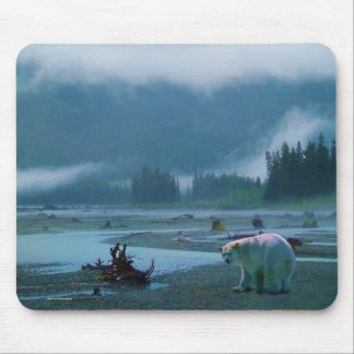 Rare Spirit Bear and Misty BC River Mouse Pad